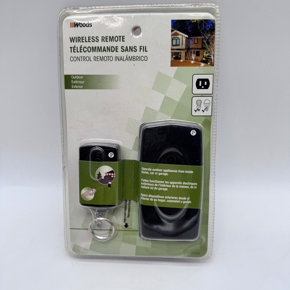 Woods Wireless Remote Black Outdoor Outlet Control 32555